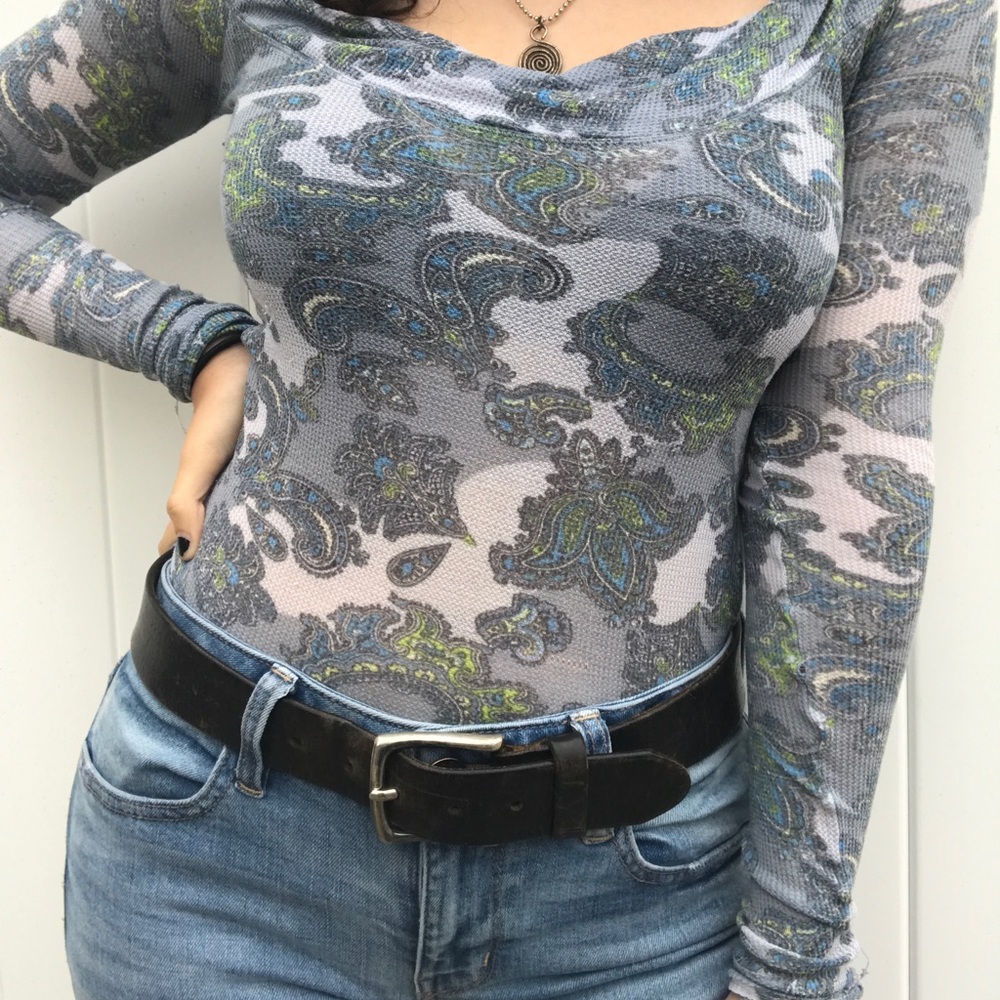 Blue Green Cowl Neck Top